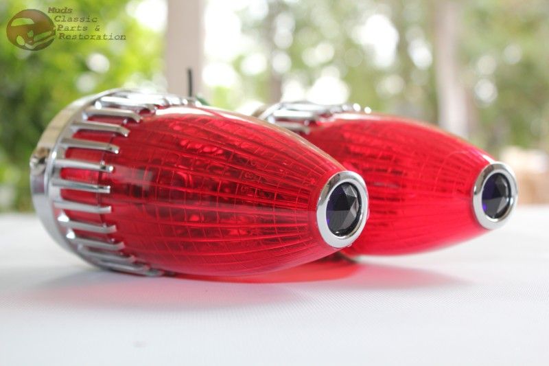 59 Cadillac Bullet Tail Lights Amber Clear Lenses Pair Custom Truck Hot